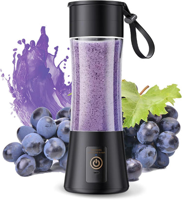 Portable USB Blender – 6-Blade Mini Smoothie Maker for Travel, Gym & Office (380ml, Black)